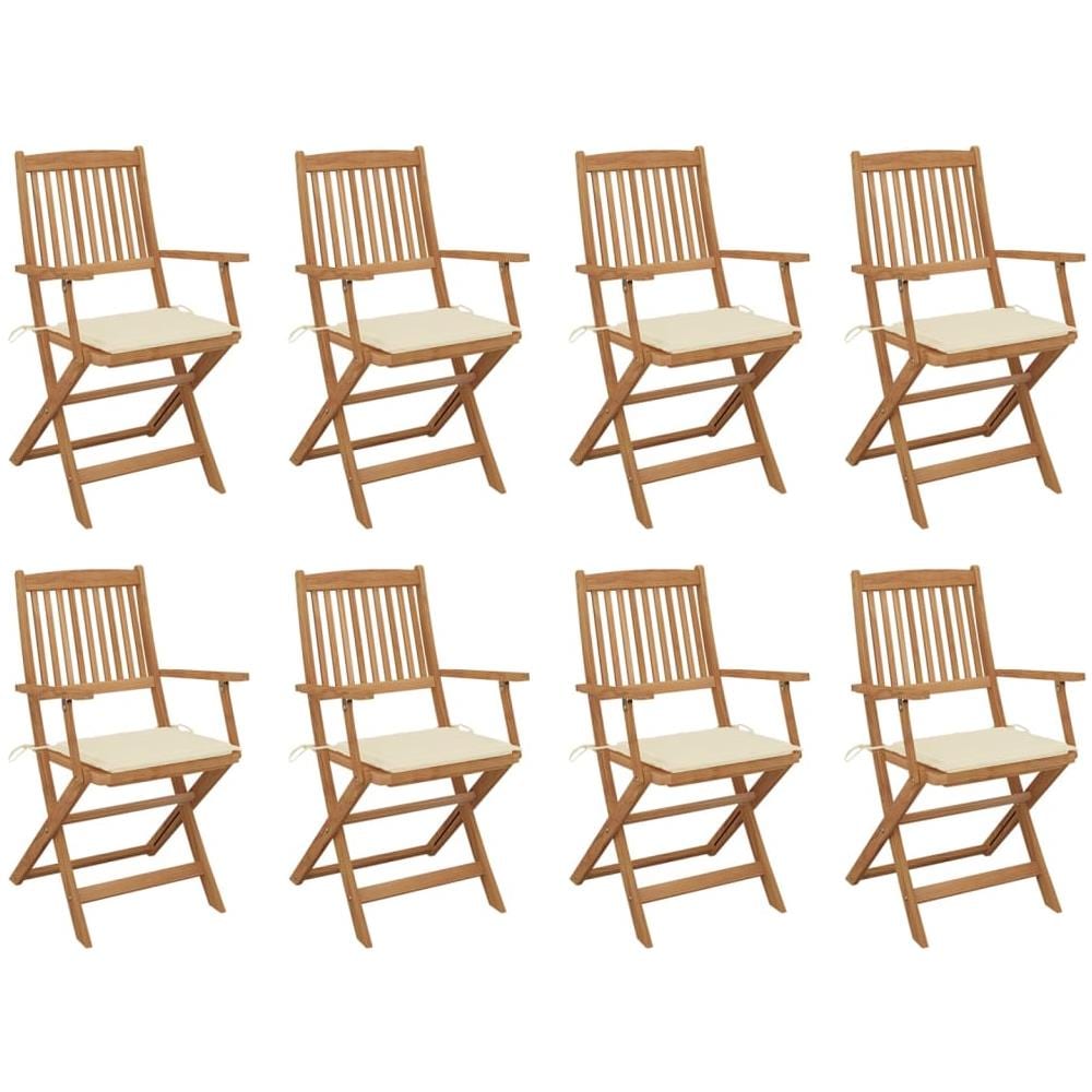 Sedie da Giardino Pieghevoli 8 pz con Cuscini Massello Acacia - Foto 1