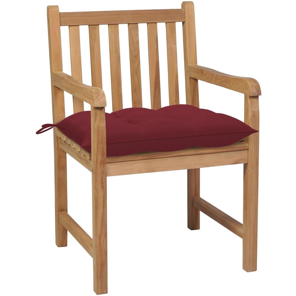 Sedie da Giardino 8 pz con Cuscini Rosso Vino Massello di Teak - Foto 3