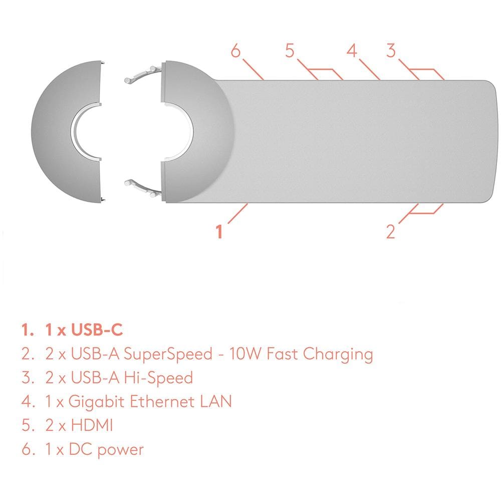 Viewlite link docking station USB-C EUR - scrivania 812 Colore Argento / Bianco - Foto 10