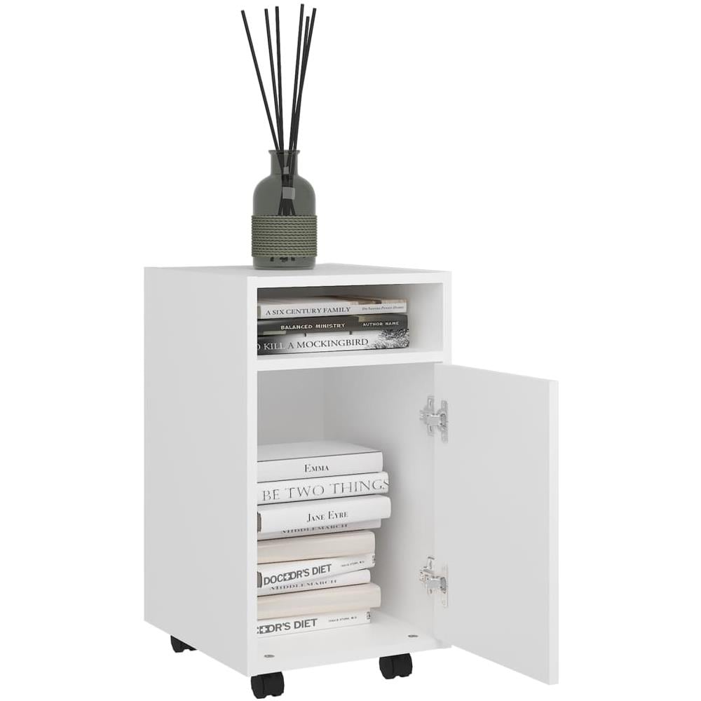 Credenza con Ruote Bianca 33x38x60 cm in Legno Multistrato - Foto 3