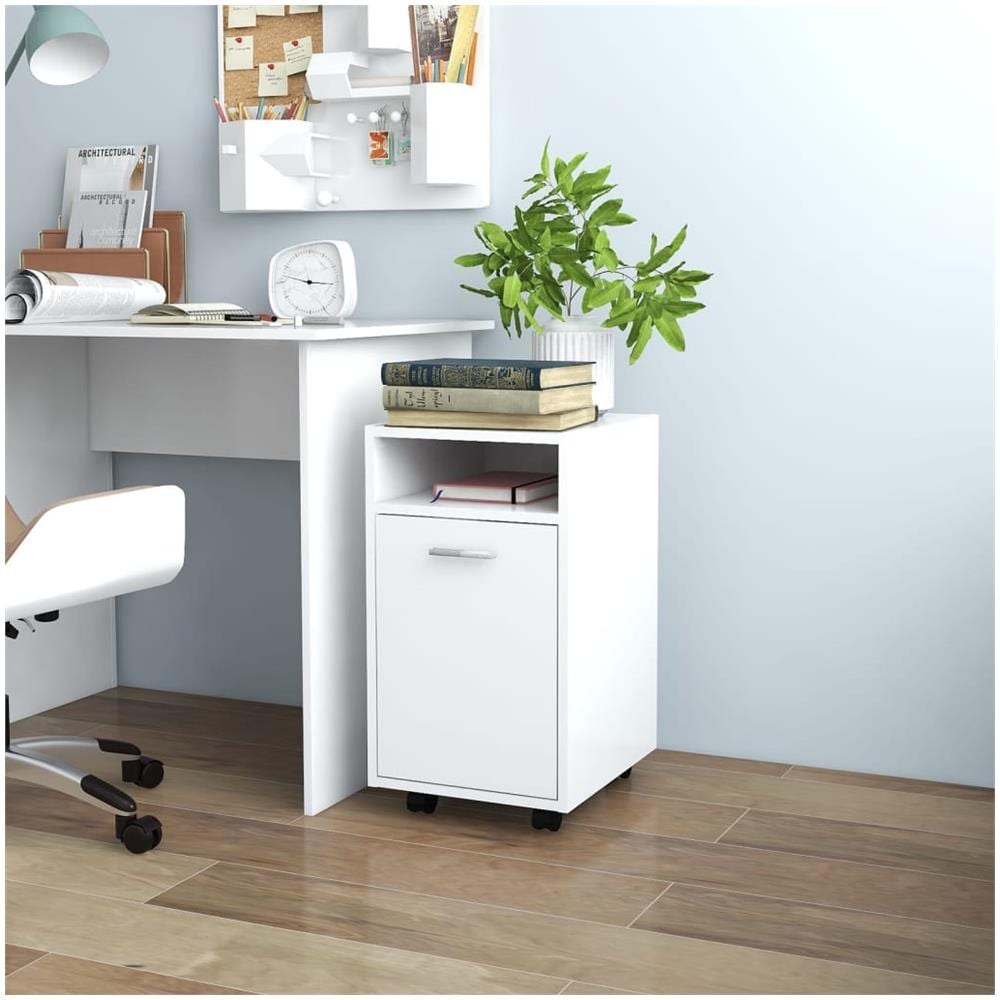 Credenza con Ruote Bianca 33x38x60 cm in Legno Multistrato - Foto 1