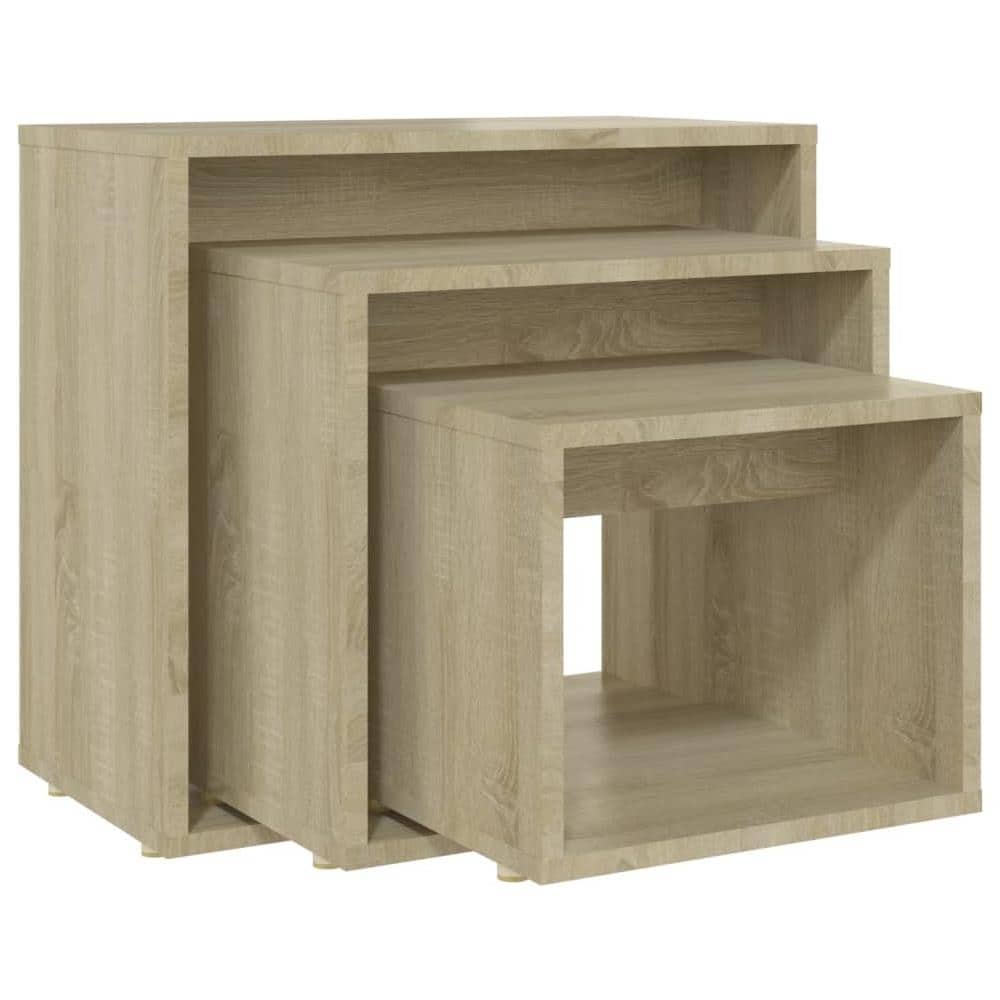 Tavolini Impilabili 3 Pz Rovere Sonoma In Truciolato - Foto 2