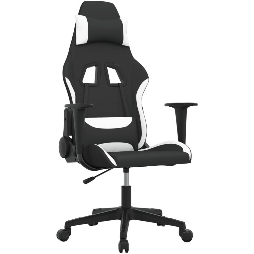 Sedia da Gaming Nero e Bianco in Tessuto - Foto 1