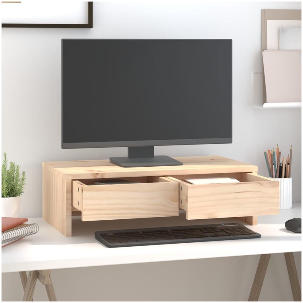 Supporto Per Monitor 50x27x15 Cm In Legno Massello Di Pino - Foto 3