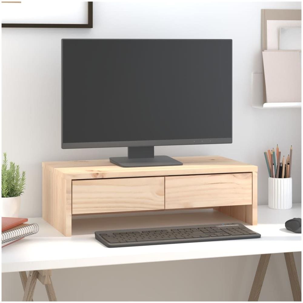 Supporto Per Monitor 50x27x15 Cm In Legno Massello Di Pino - Foto 1