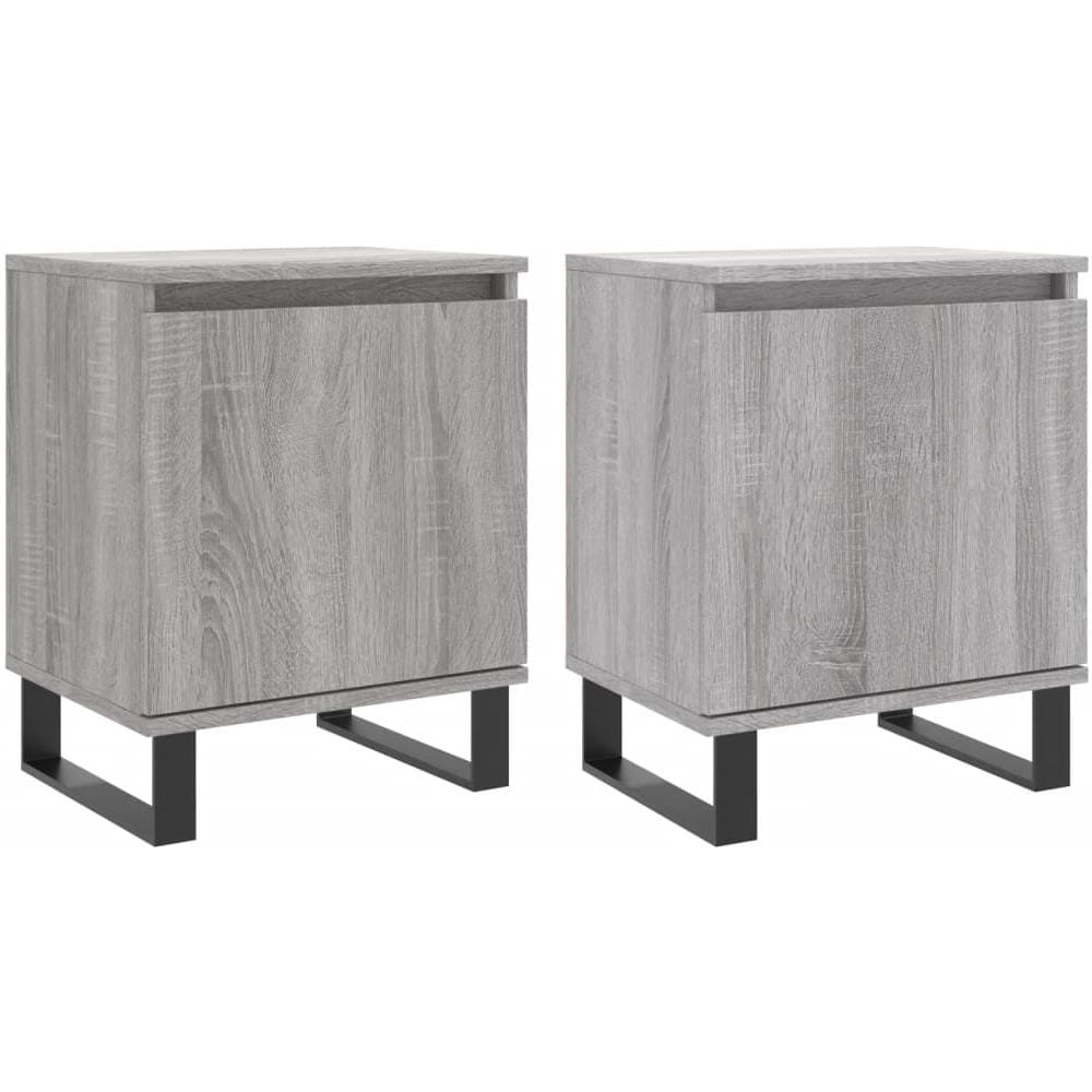 Comodini Grigio Sonoma 2 Pz 40x30x50 Cm In Legno Multistrato - Foto 1