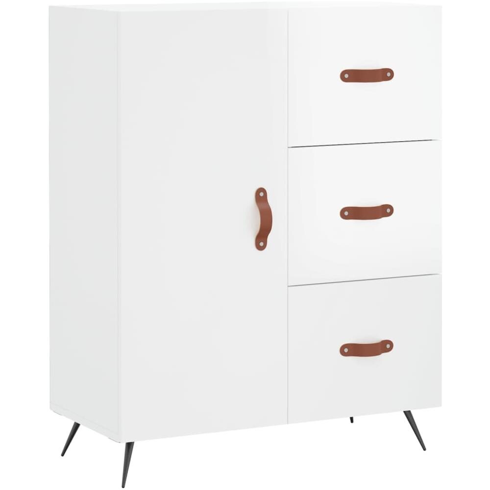 Credenza 69,5x34x90 Cm In Legno Multistrato Bianco Lucido - Foto 2
