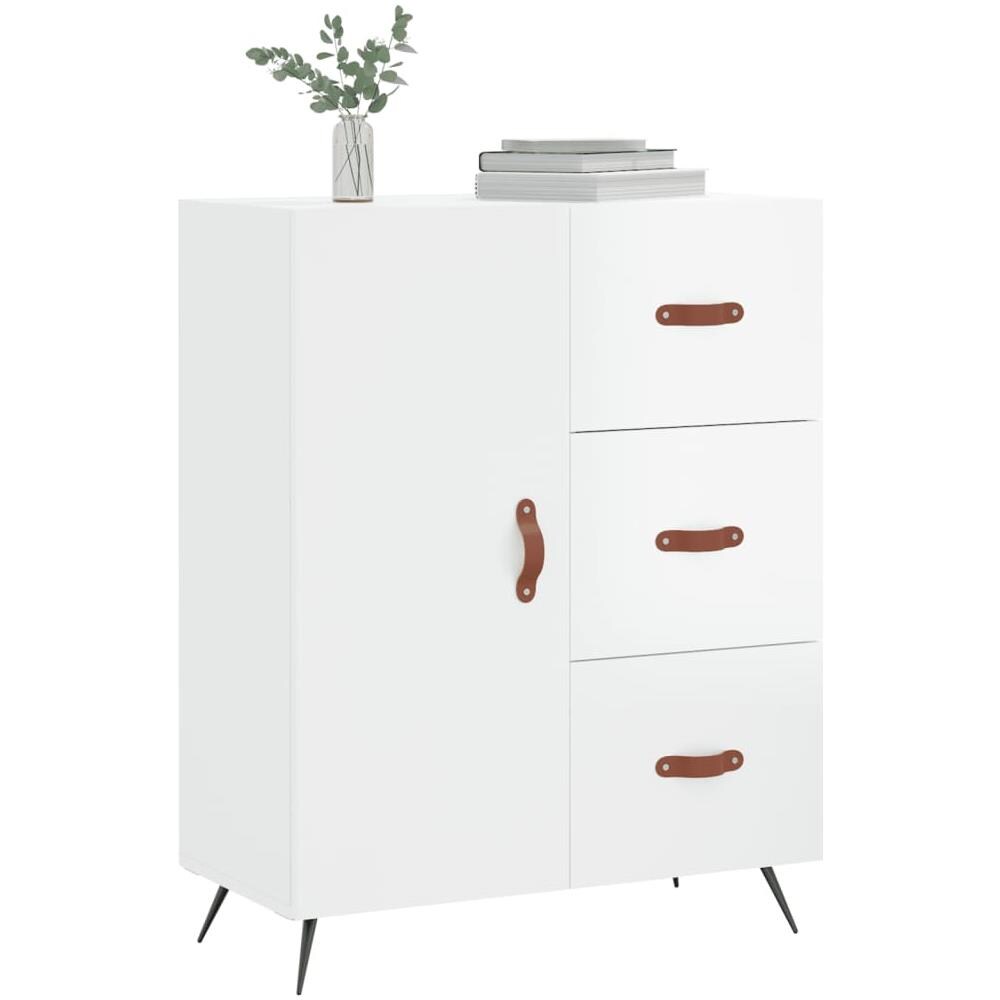 Credenza 69,5x34x90 Cm In Legno Multistrato Bianco Lucido - Foto 3