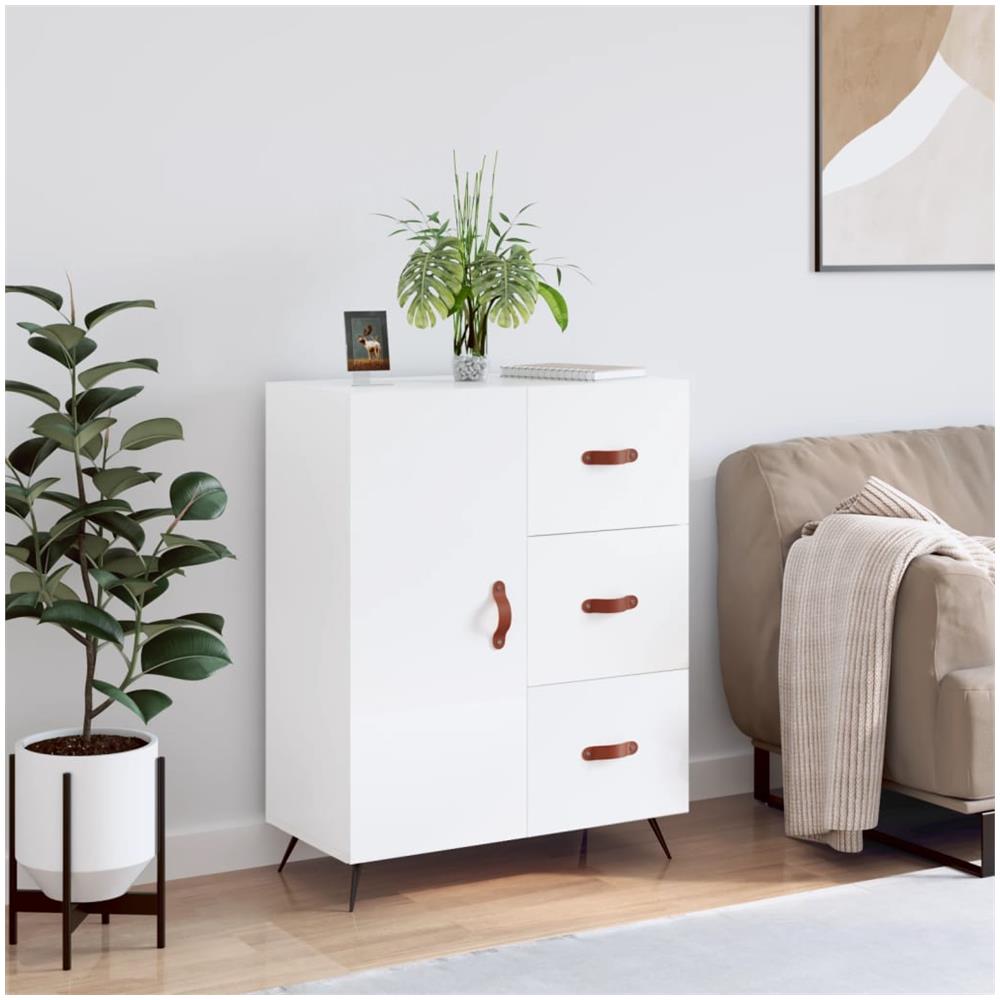 Credenza 69,5x34x90 Cm In Legno Multistrato Bianco Lucido - Foto 1
