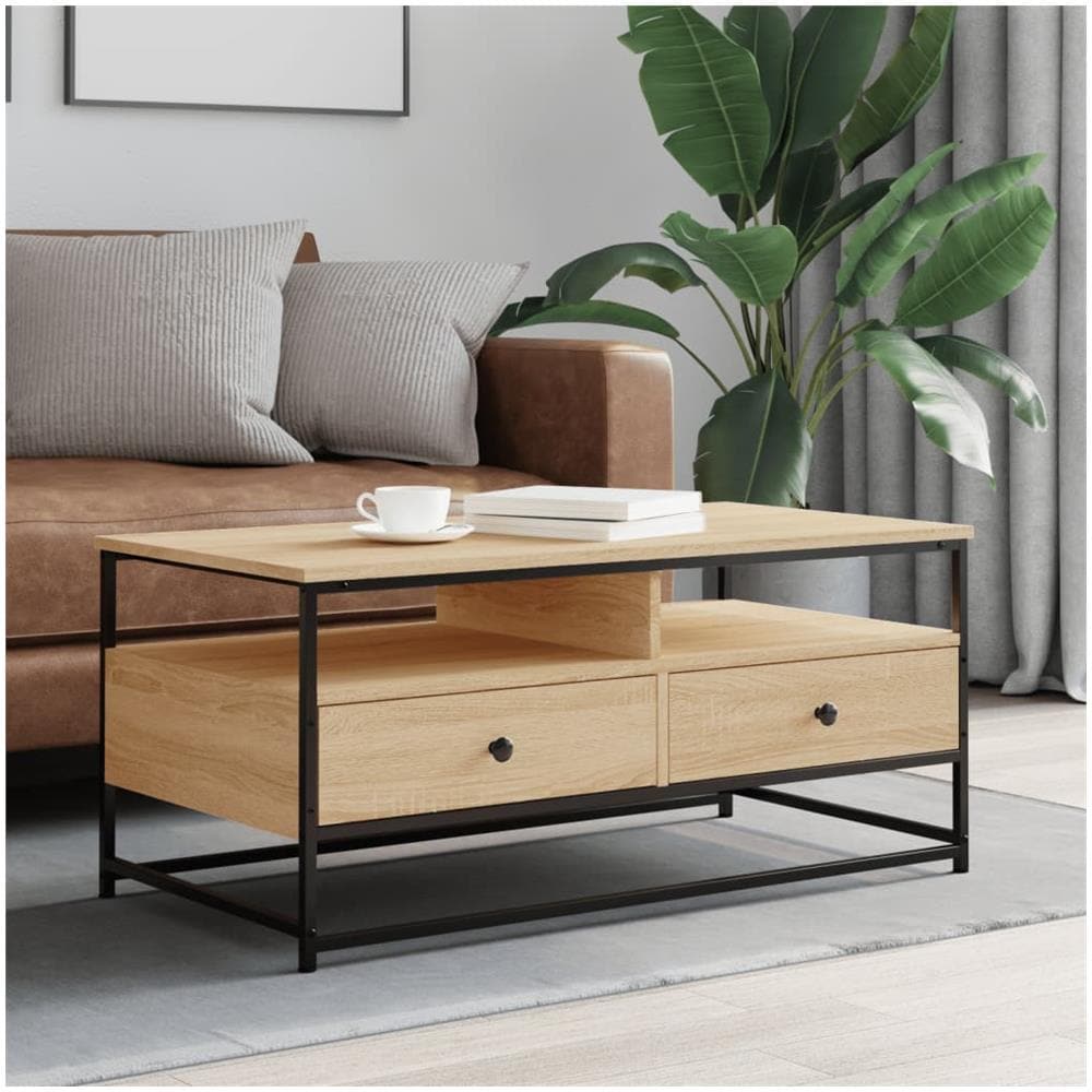 Tavolino Da Salotto Rovere Sonoma 100x51x45cm Legno Multistrato - Foto 1