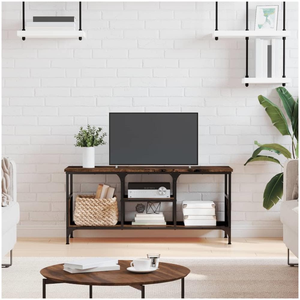 Mobile Tv Rovere Fumo 100x35x45 Cm In Legno Multistrato E Ferro - Foto 1