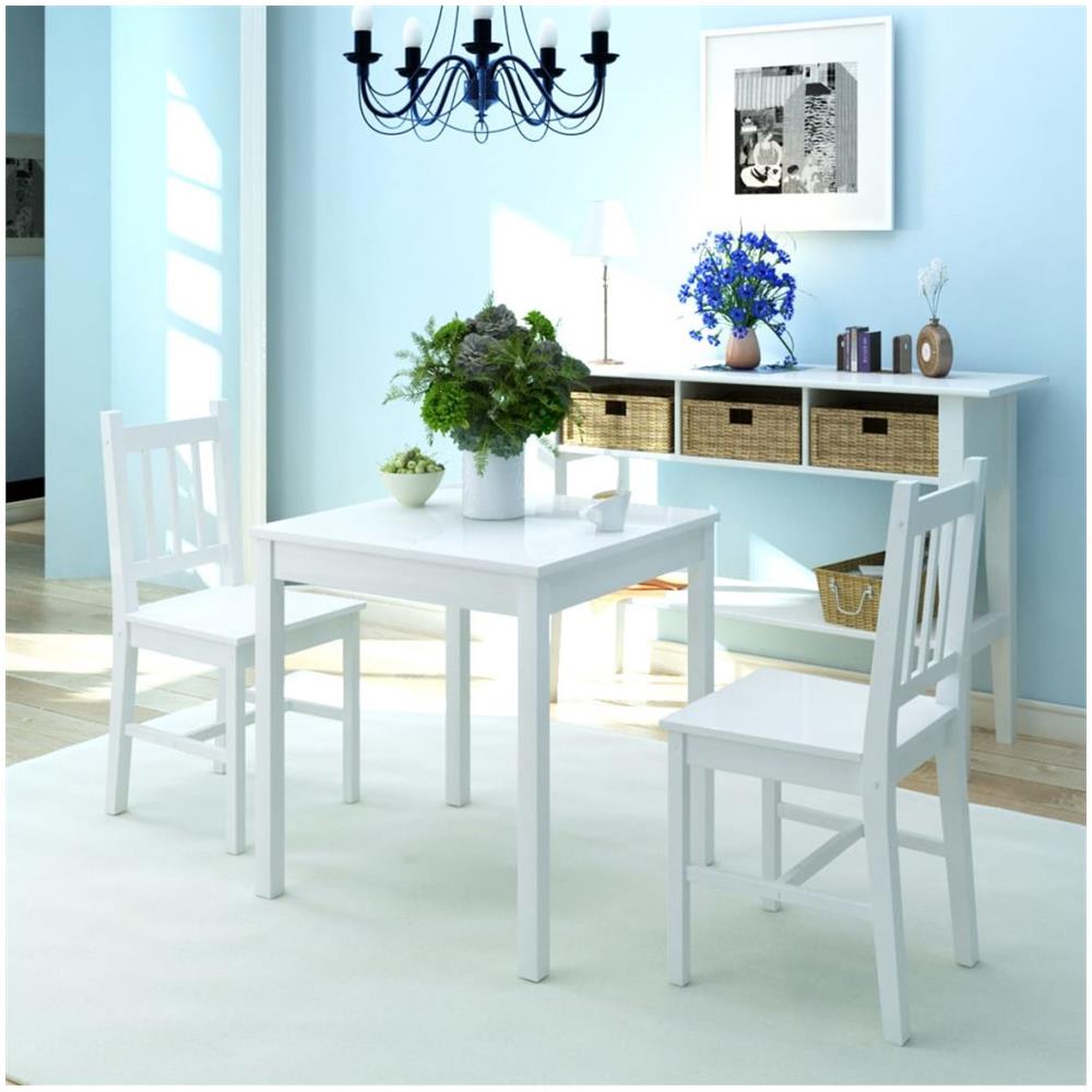 Set Tre Pezzi Da Pranzo In Legno Di Pino Bianco - Foto 1