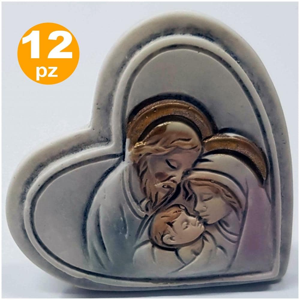 Set 12 Bomboniere Cuore Nativita' Giuseppe Madonna Bianco Ceramica Soprammobile - Foto 1