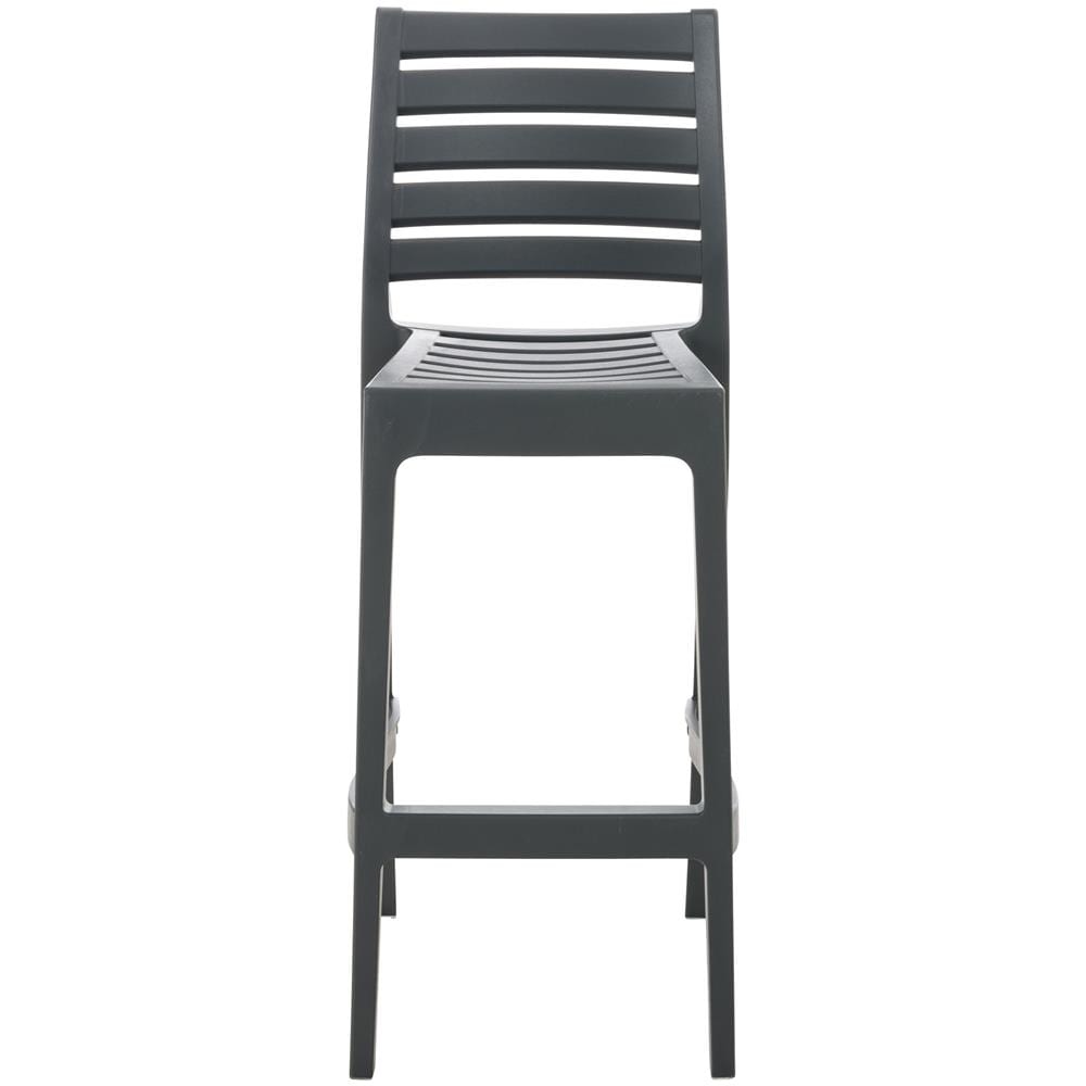 Sgabello Bar Ares in Polipropilene I Sgabello Impilabile con Schienale I Sgabello Outdoor H75 CMI Sgabello Cucina Bancone Resistente Grigio Scuro - Foto 1