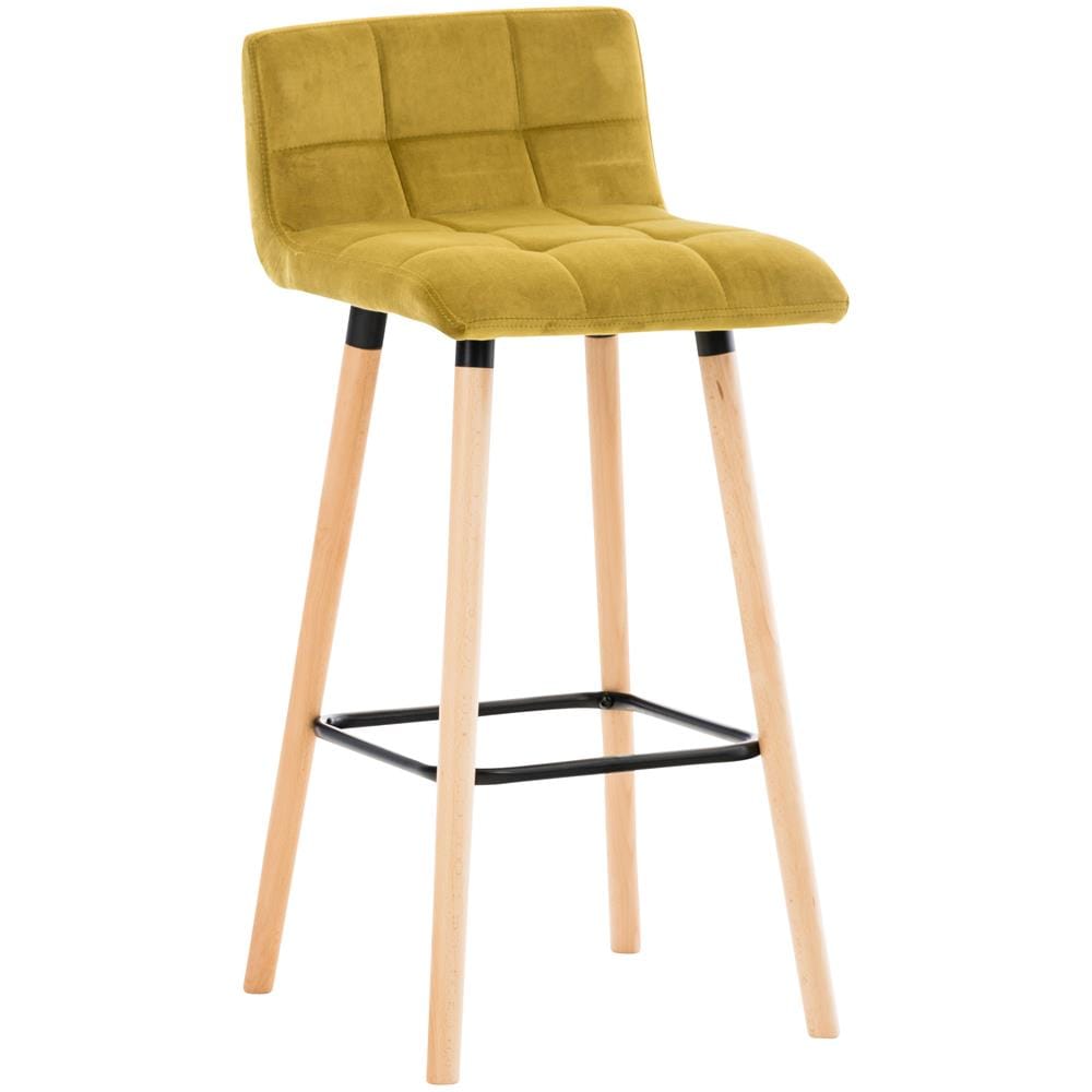 Sgabello Bar Design Lincoln Con Schienale In Velluto I Sedia Alta Da Cucina Trapuntata Con Telaio In Legno Di Faggio Altezza 75 CM Giallo - Foto 1