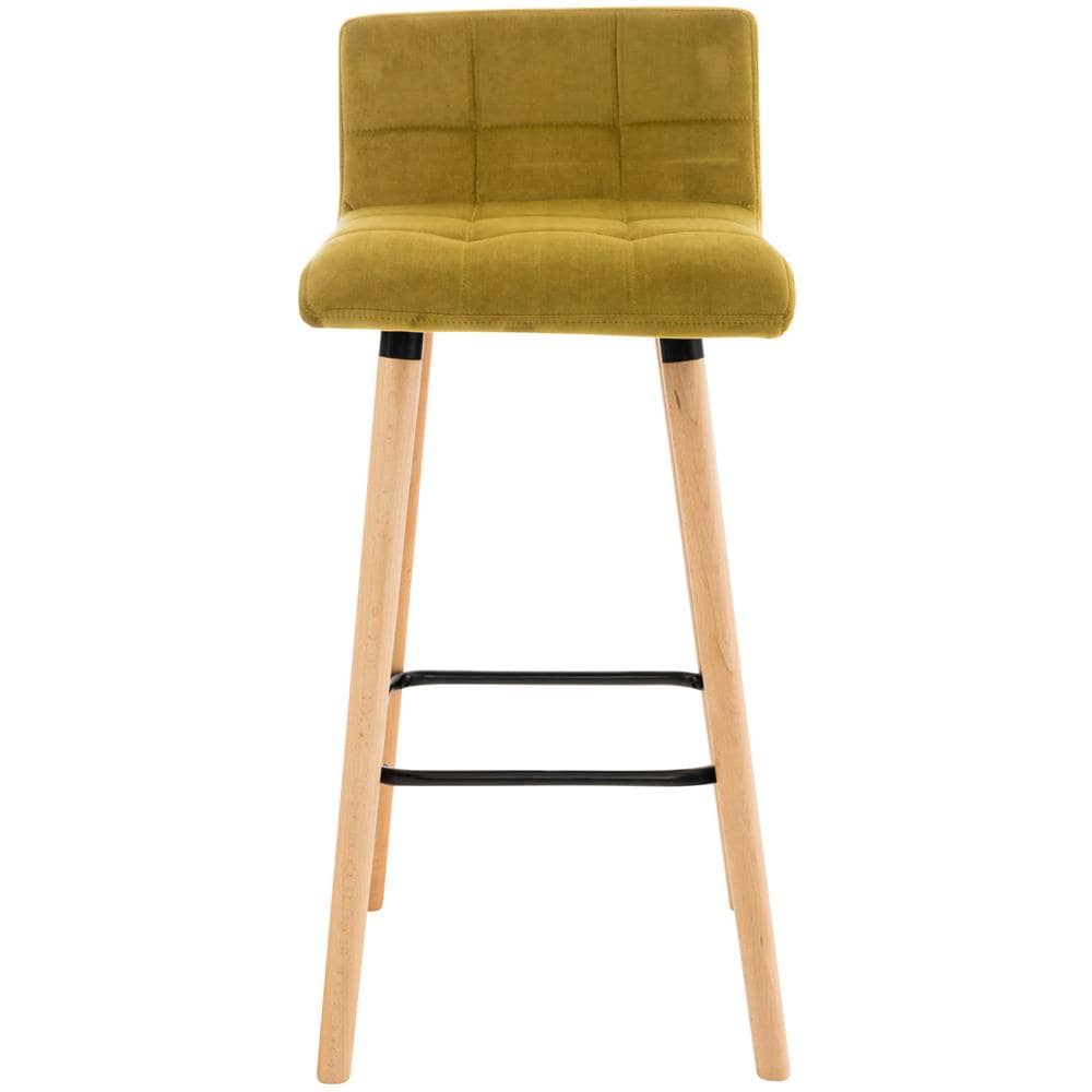 Sgabello Bar Design Lincoln Con Schienale In Velluto I Sedia Alta Da Cucina Trapuntata Con Telaio In Legno Di Faggio Altezza 75 CM Giallo - Foto 2