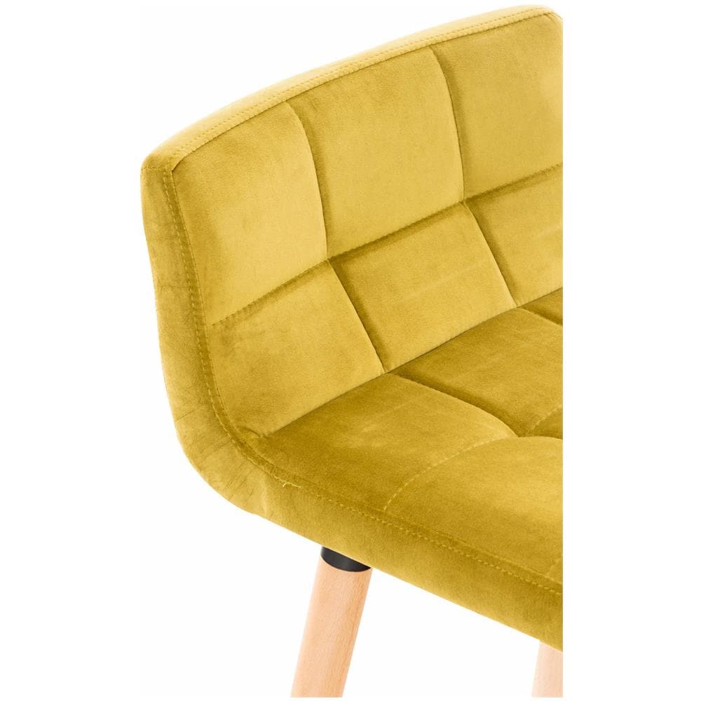 Sgabello Bar Design Lincoln Con Schienale In Velluto I Sedia Alta Da Cucina Trapuntata Con Telaio In Legno Di Faggio Altezza 75 CM Giallo - Foto 5