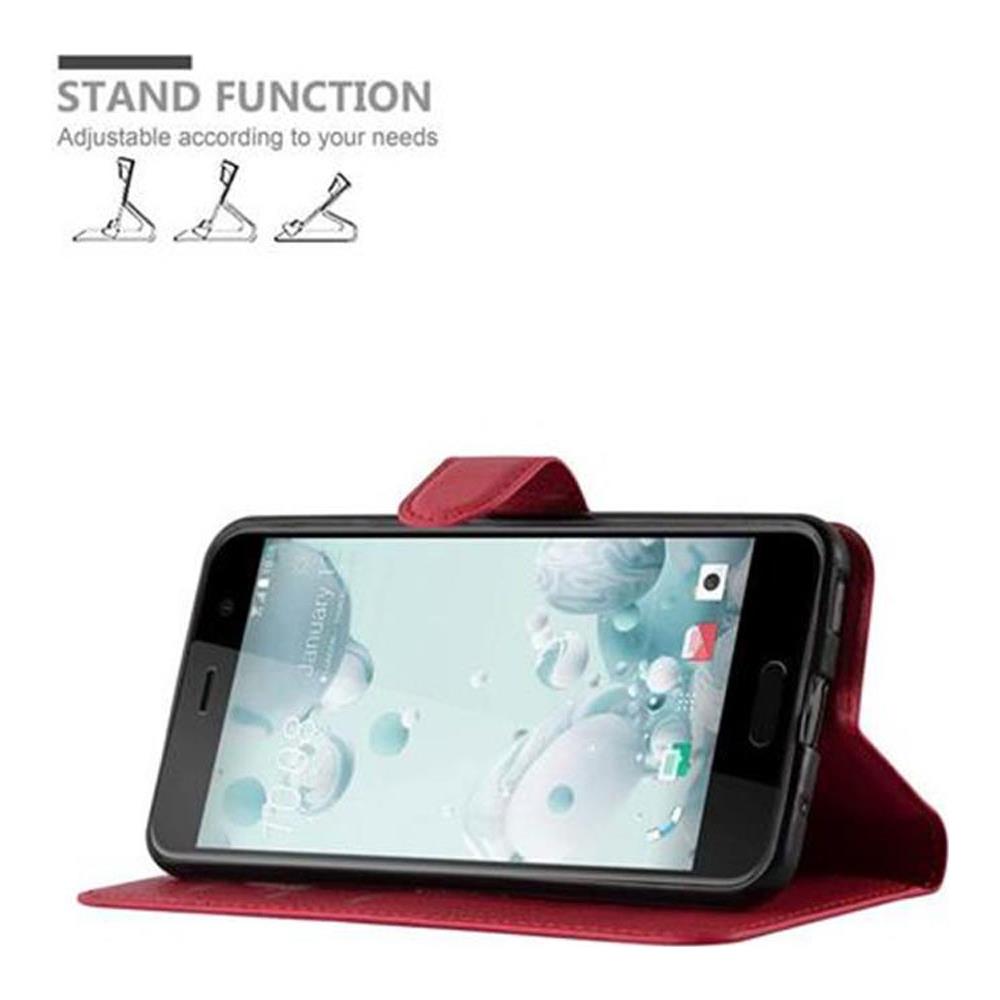 Custodia Compatibile Con Htc U Play In Rosso Carminio - Coperchio Protettiva Con Chiusura Magnetica, Funzione Stand E Tasca Per Le Carte - Foto 5