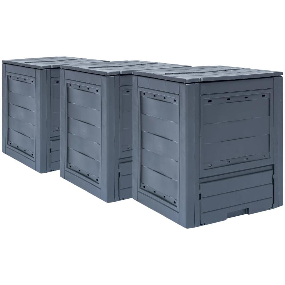 Compostiere Per Giardino 3 Pz Grigio 60x60x73 Cm 780 L - Foto 1
