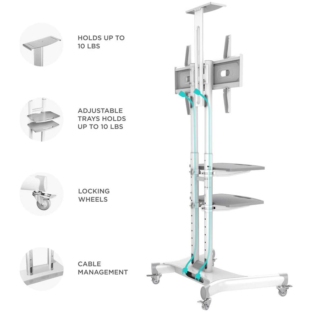 Supporto Tv Da Pavimento Per Schermi 55 - 80 Pollici Lcd Led Qled - Carrello Porta Tv Universale Vesa Max. 800x500 Mm Ts18-81 - Foto 3