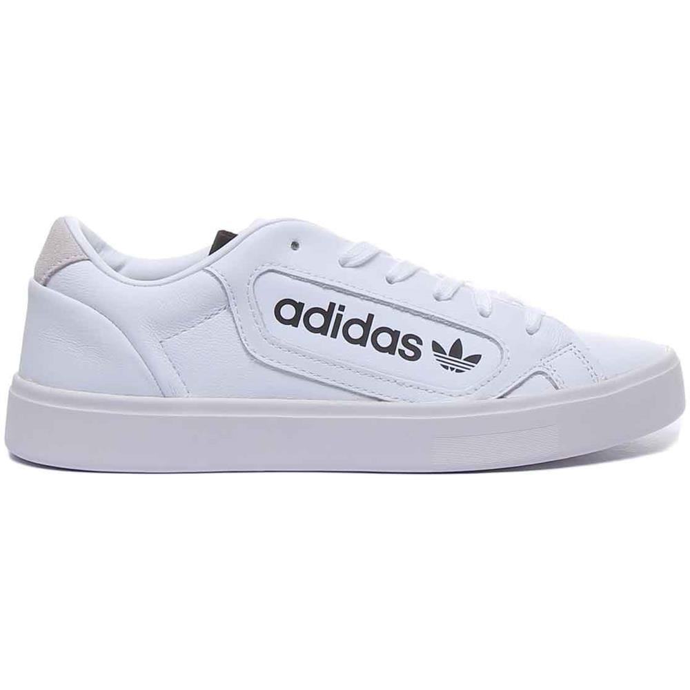Sleek Leather Trainers In White Black For Women - Foto 2