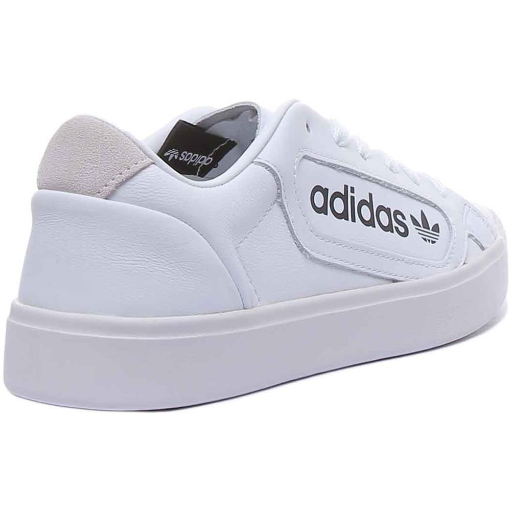Sleek Leather Trainers In White Black For Women - Foto 3