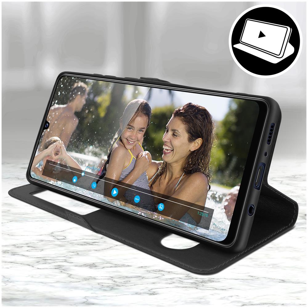 Custodia Samsung Galaxy A42 5g Doppia Finestra Cover Silicone Nero - Foto 2