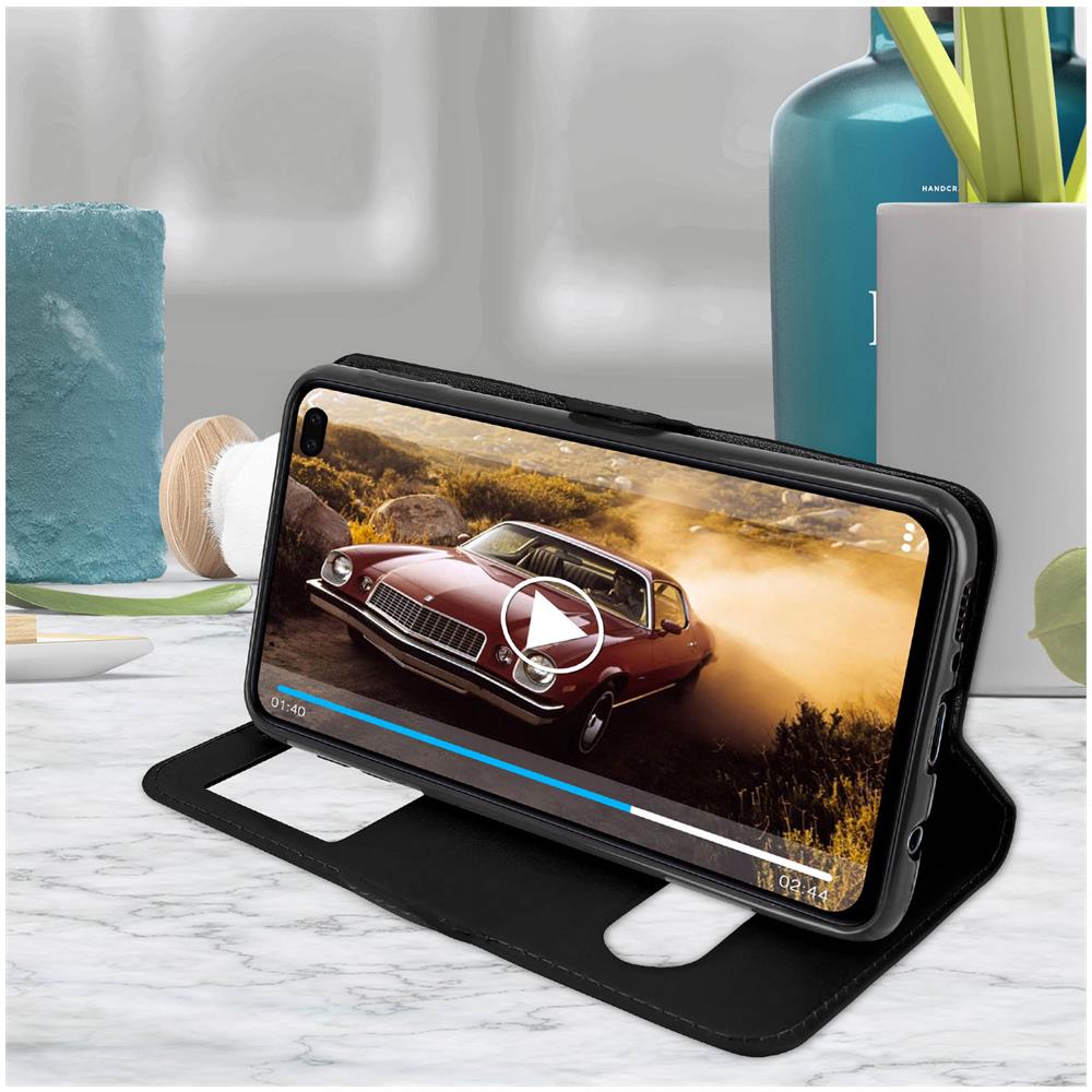 Custodia Galaxy S10 Plus Sportellino 2x Finestre Cover Silicone - Nero - Foto 2