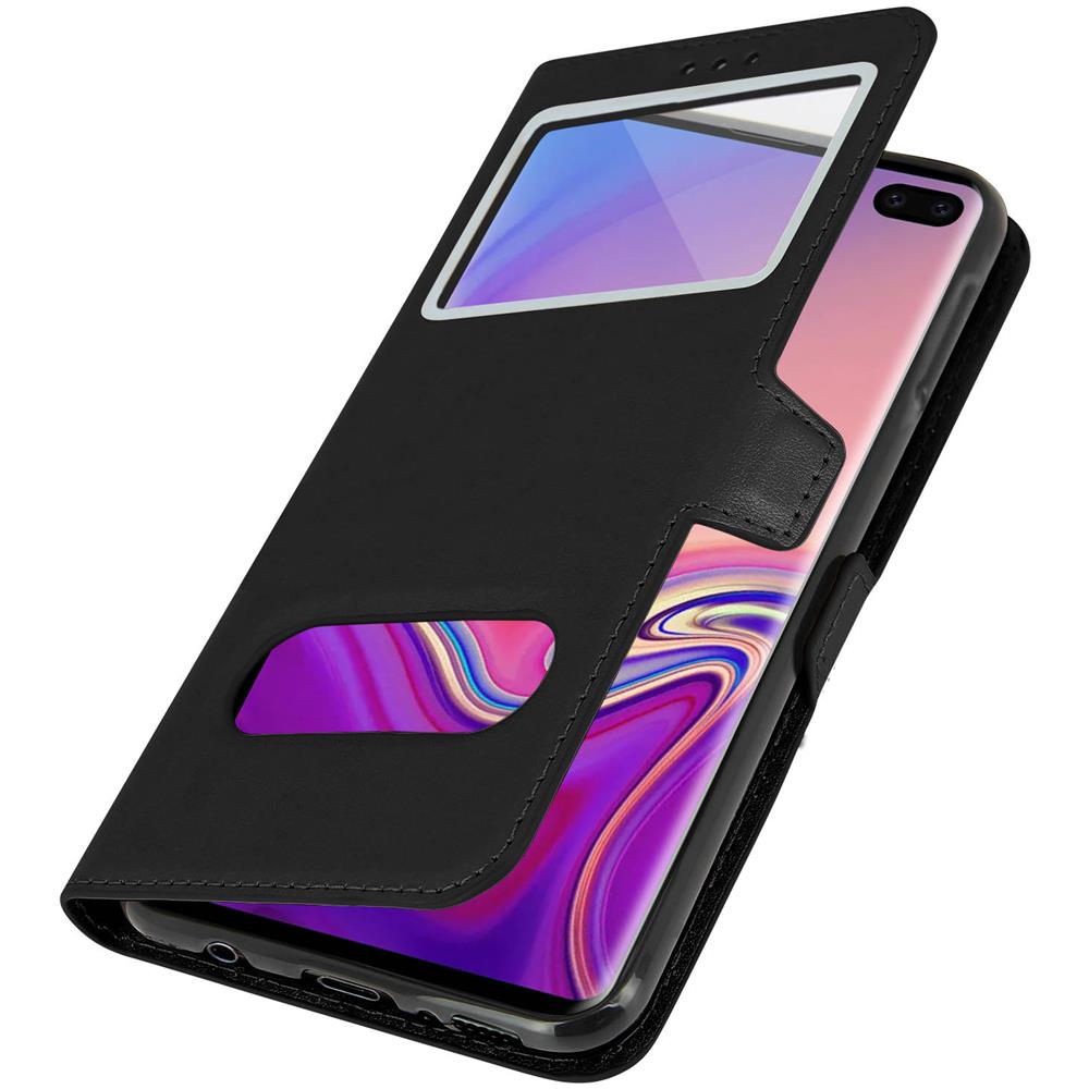 Custodia Galaxy S10 Plus Sportellino 2x Finestre Cover Silicone - Nero - Foto 5