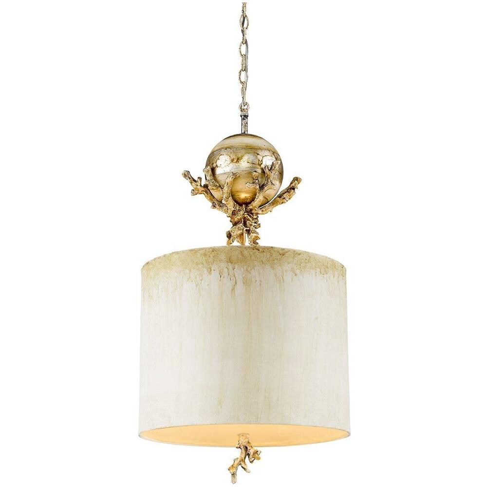 Lampadario A 1 Luce In Stucco, Foglia Argento, Attacco E27 - Foto 1