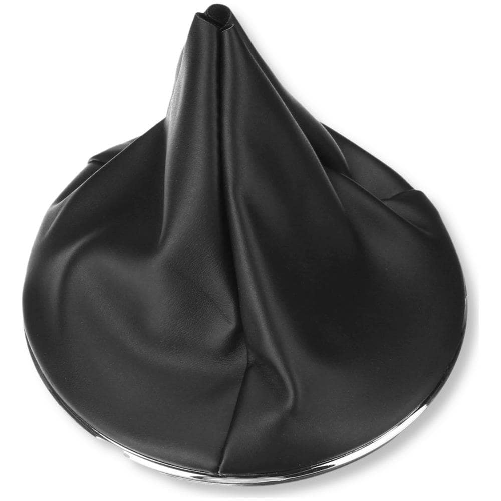 Set Cuffia In Pelle Pu Nera Con Ghiera E Cornice Anello Cromato Per Cambio Compatibile Con Auto Fiat 500 500c Dal 2007 Al 2015 - Foto 1