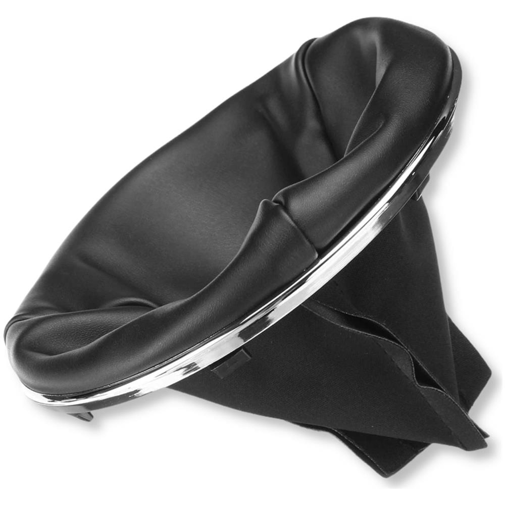 Set Cuffia In Pelle Pu Nera Con Ghiera E Cornice Anello Cromato Per Cambio Compatibile Con Auto Fiat 500 500c Dal 2007 Al 2015 - Foto 2