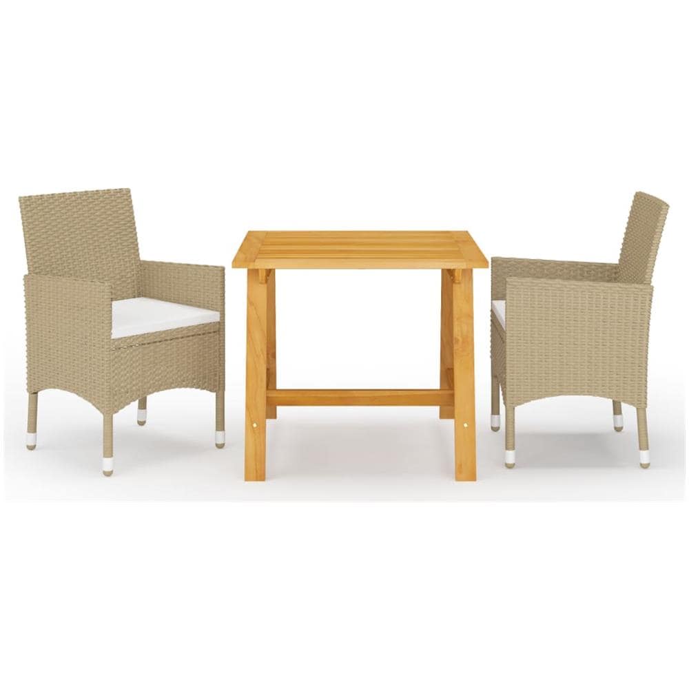 Set Mobili Da Pranzo Per Giardino 3 Pz Beige - Foto 1