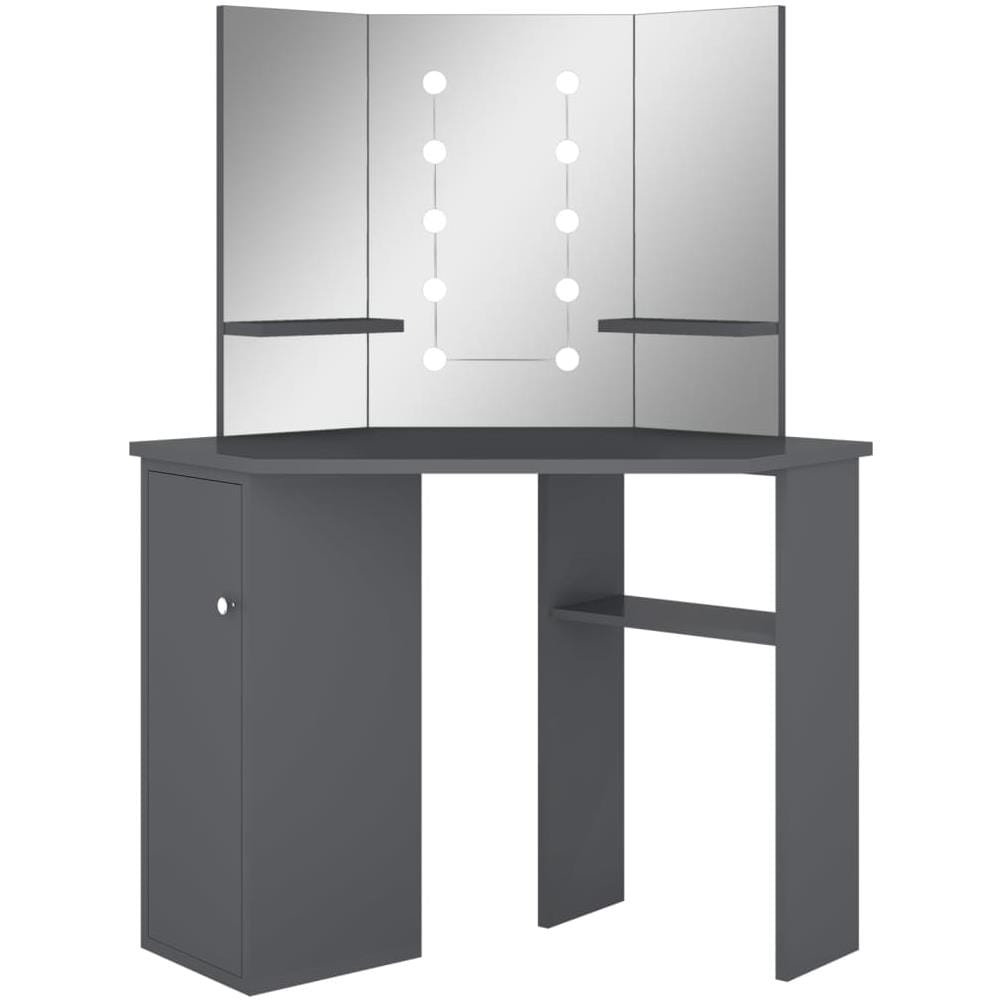 Tavolino da Trucco Angolare con LED Grigio 111x54x141,5 cm - Foto 2