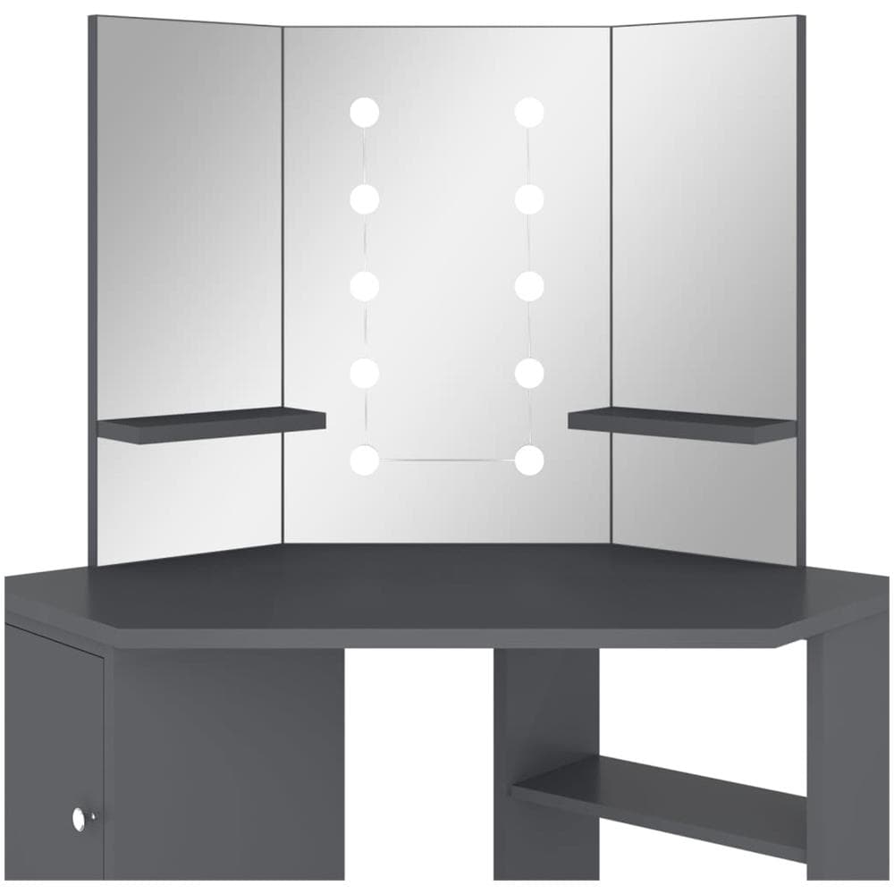 Tavolino da Trucco Angolare con LED Grigio 111x54x141,5 cm - Foto 8
