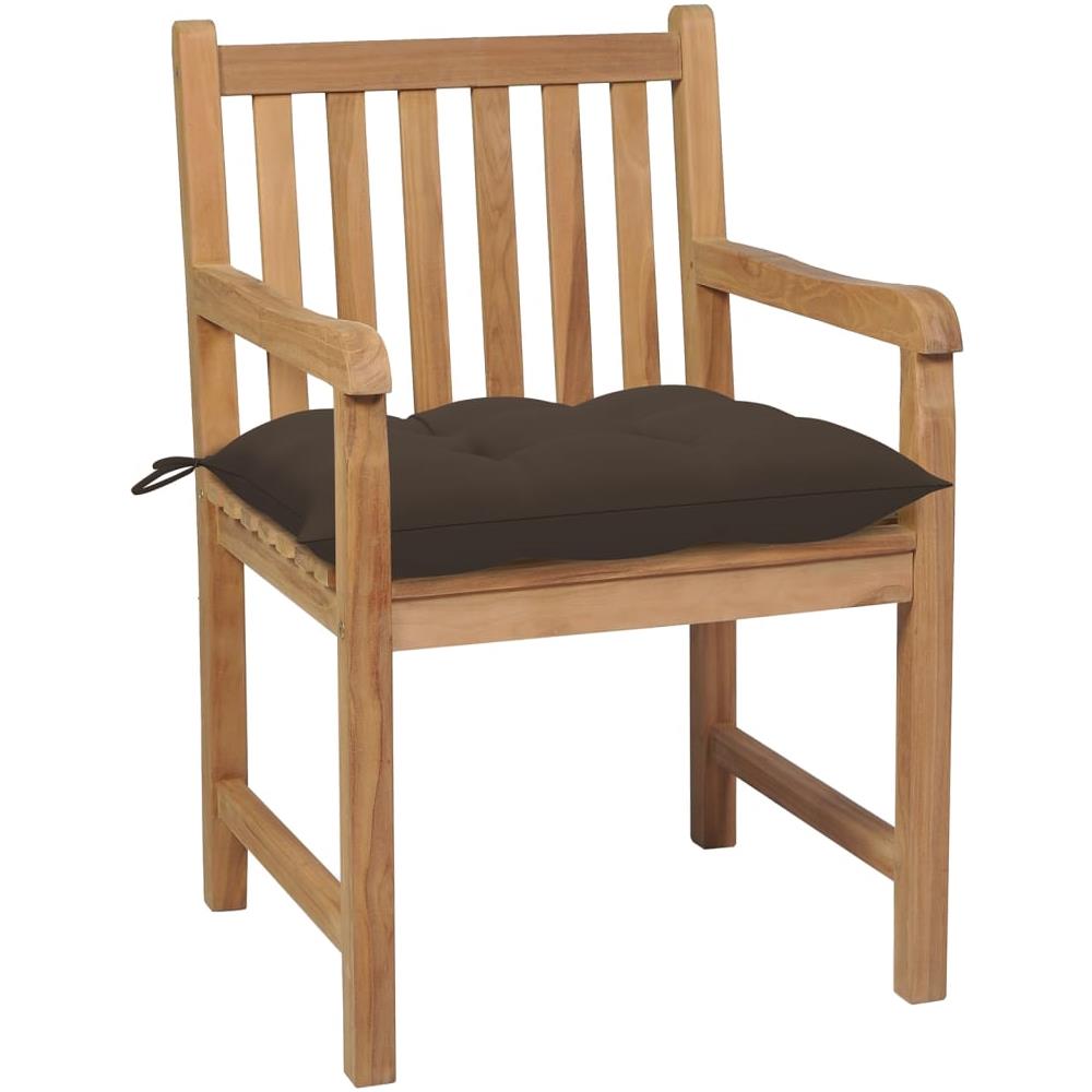 Sedie da Giardino 8 pz e Cuscini Grigio Talpa Massello di Teak - Foto 2