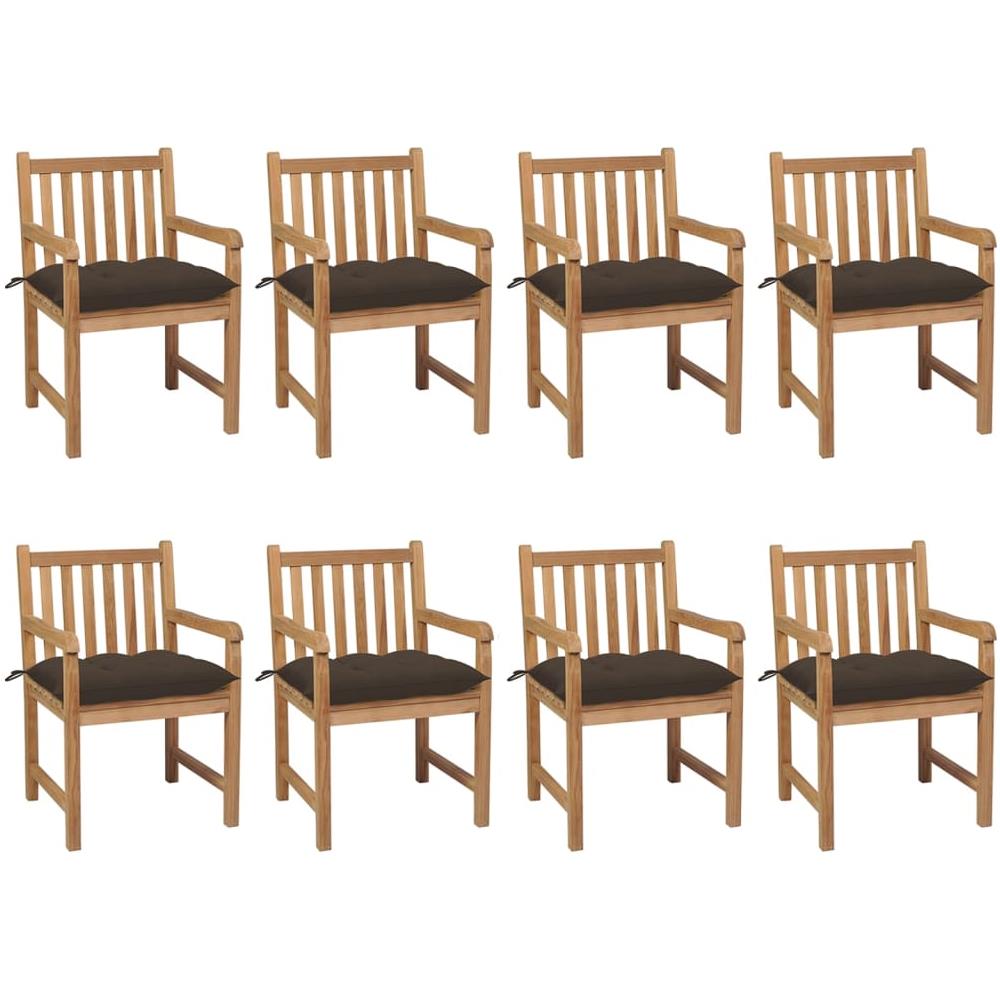 Sedie da Giardino 8 pz e Cuscini Grigio Talpa Massello di Teak - Foto 1