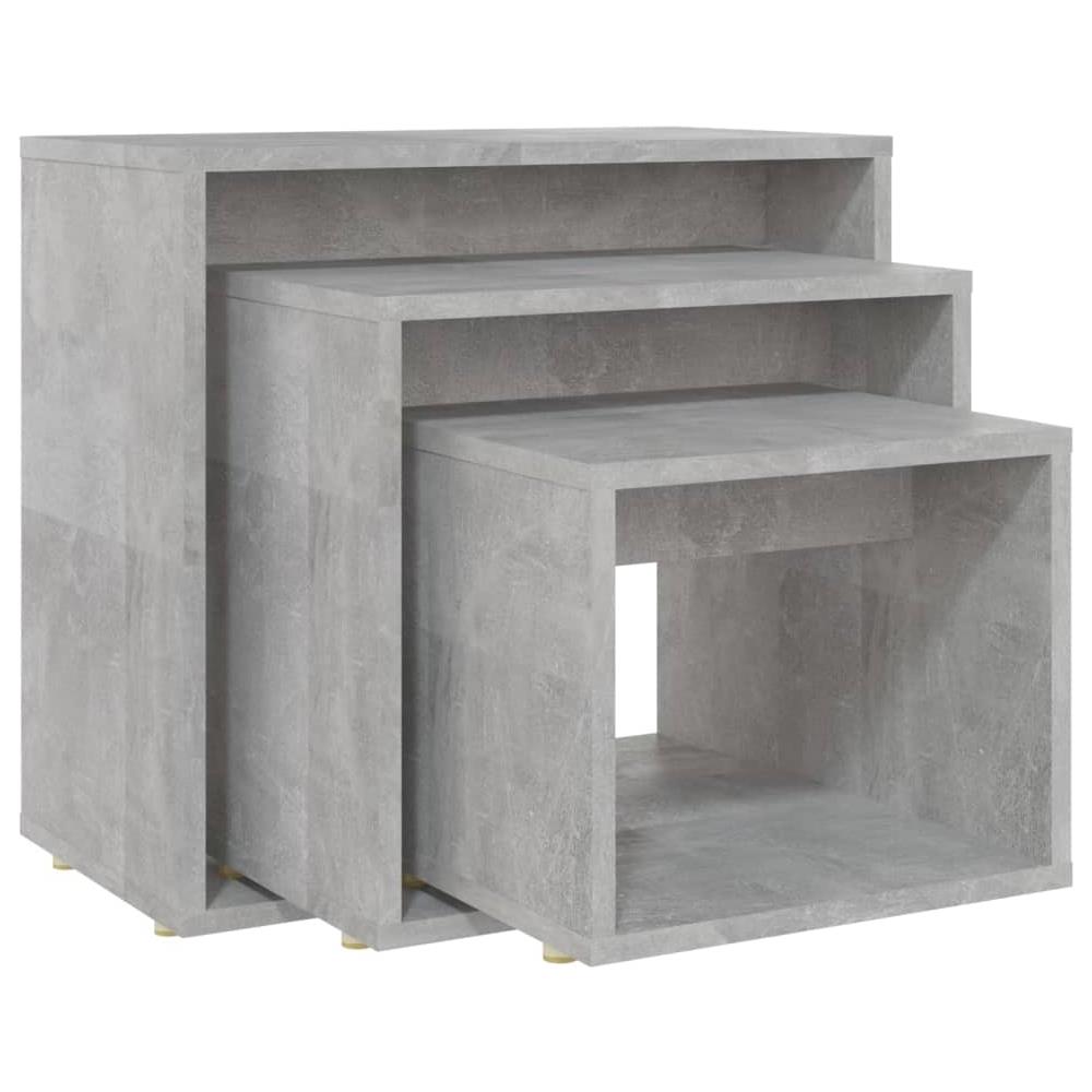 Tavolini Impilabili 3 Pz Grigio Cemento In Truciolato - Foto 2