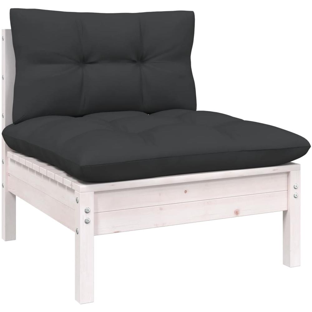 Set Divani Da Giardino 9 Pz Con Cuscini Bianchi Legno Di Pino - Foto 3