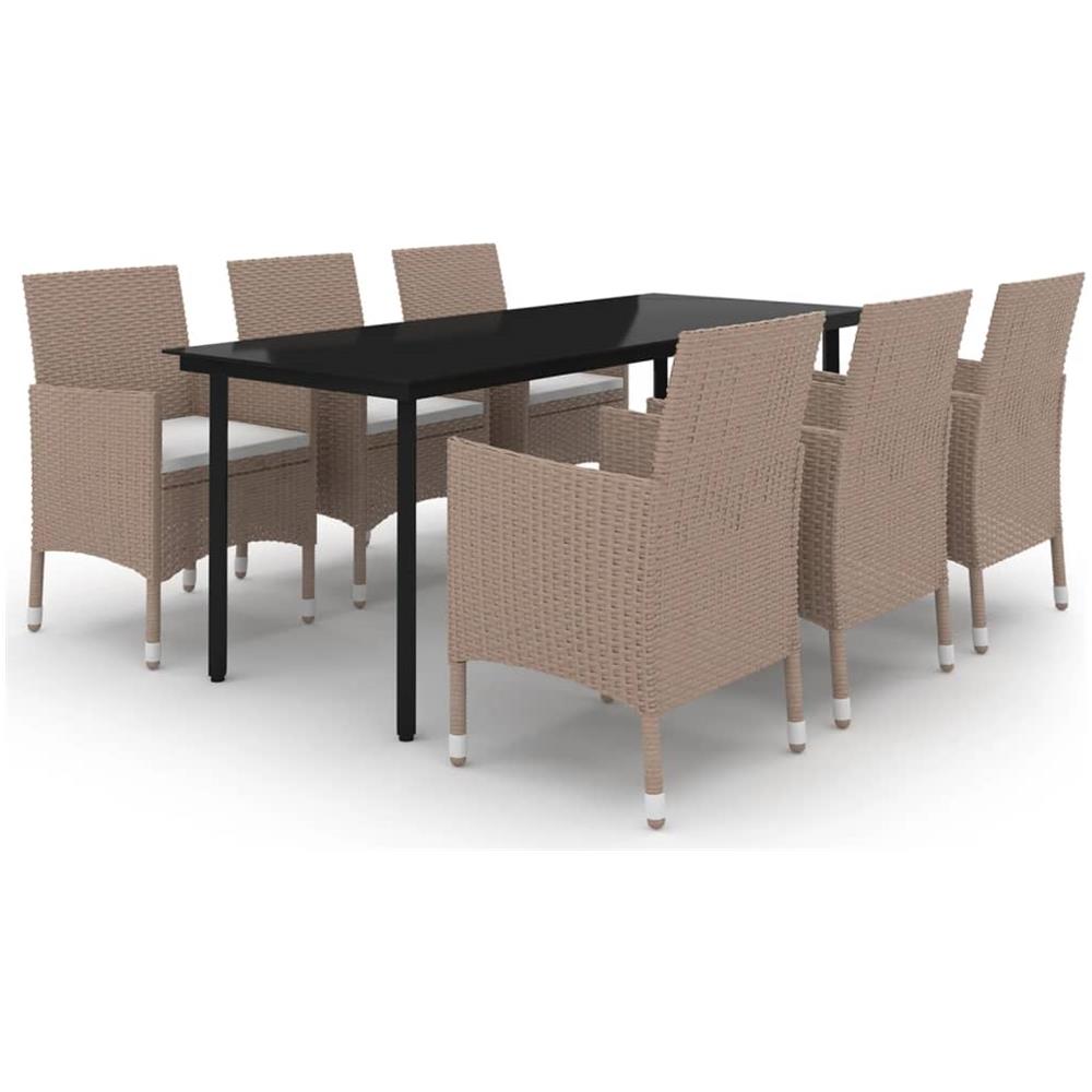 Set Da Pranzo Da Giardino 7 Pz E Cuscini In Polyrattan E Vetro - Foto 2