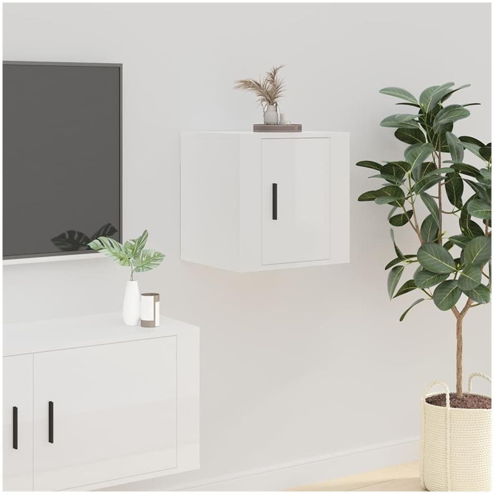 Mobile Porta Tv A Parete Bianco Lucido 40x34,5x40 Cm - Foto 1