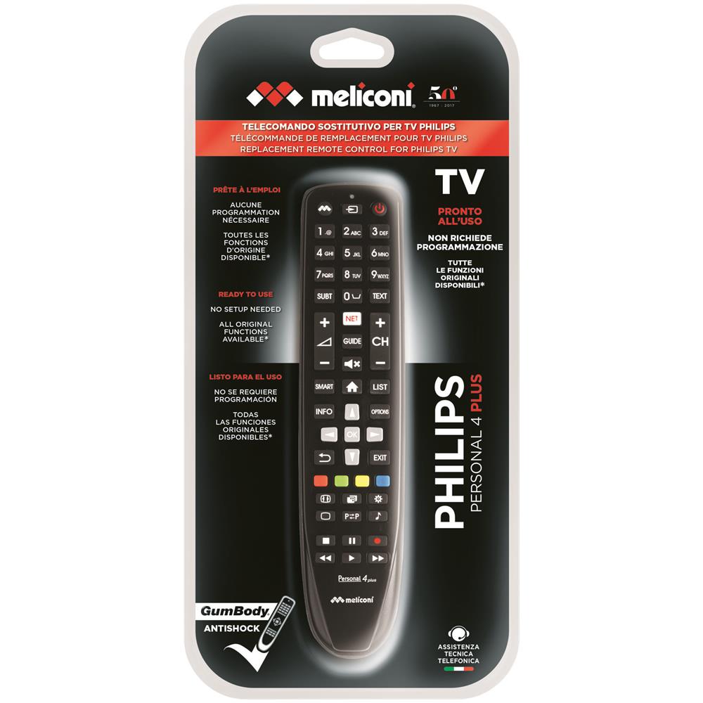 Gumbody Personal 4 Plus Telecomando Ir Wireless Per Tv Philips Corpo In Gomma Antishock Nero - Foto 2