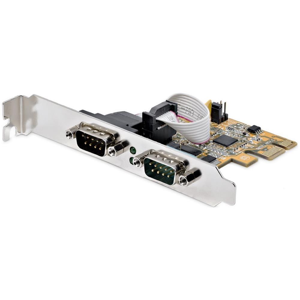 Scheda seriale PCI Express a due porte - Scheda di interfaccia seriale da PCIe a 2x RS232 (DB9) - Scheda PCIe con staffe standard o a basso profilo - 16C1050 UART - Ritenzione COM - Windows e Linux - Foto 1