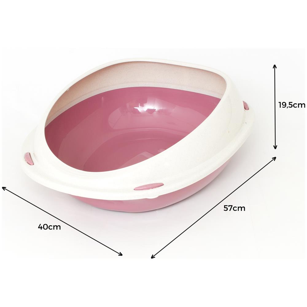 Lettiera Toilette Per Gatti Ovale 57x40x19cm Modello 700089 Colore Rosa - Foto 4
