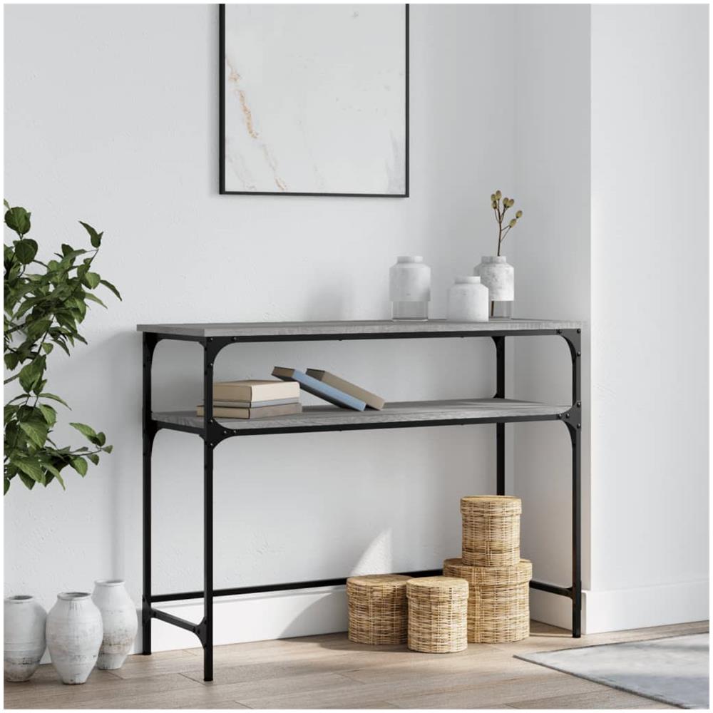 Tavolino Consolle Grigio Sonoma 100x35,5x75cm Legno Multistrato - Foto 1
