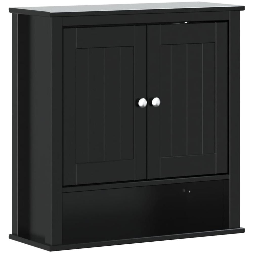 Mobile Da Bagno A Muro Berg Nero 69,5x27x71,5cm Legno Massello - Foto 2