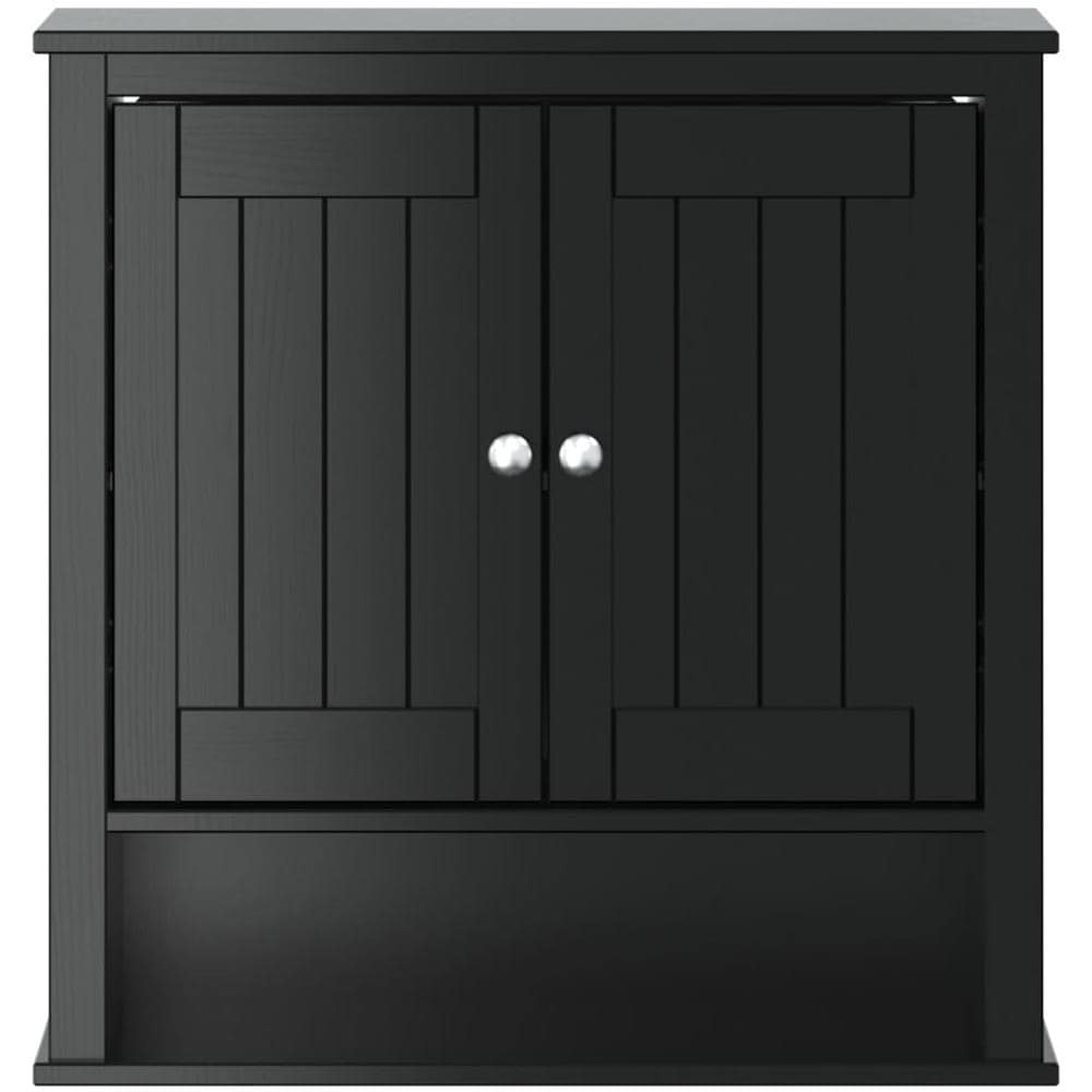 Mobile Da Bagno A Muro Berg Nero 69,5x27x71,5cm Legno Massello - Foto 3