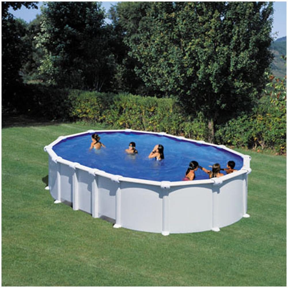 Piscina Ovale Haiti, Liner Blu 40/100, Filtro Sabbia, Bianca 730x375xh. 132 Cm - Foto 3