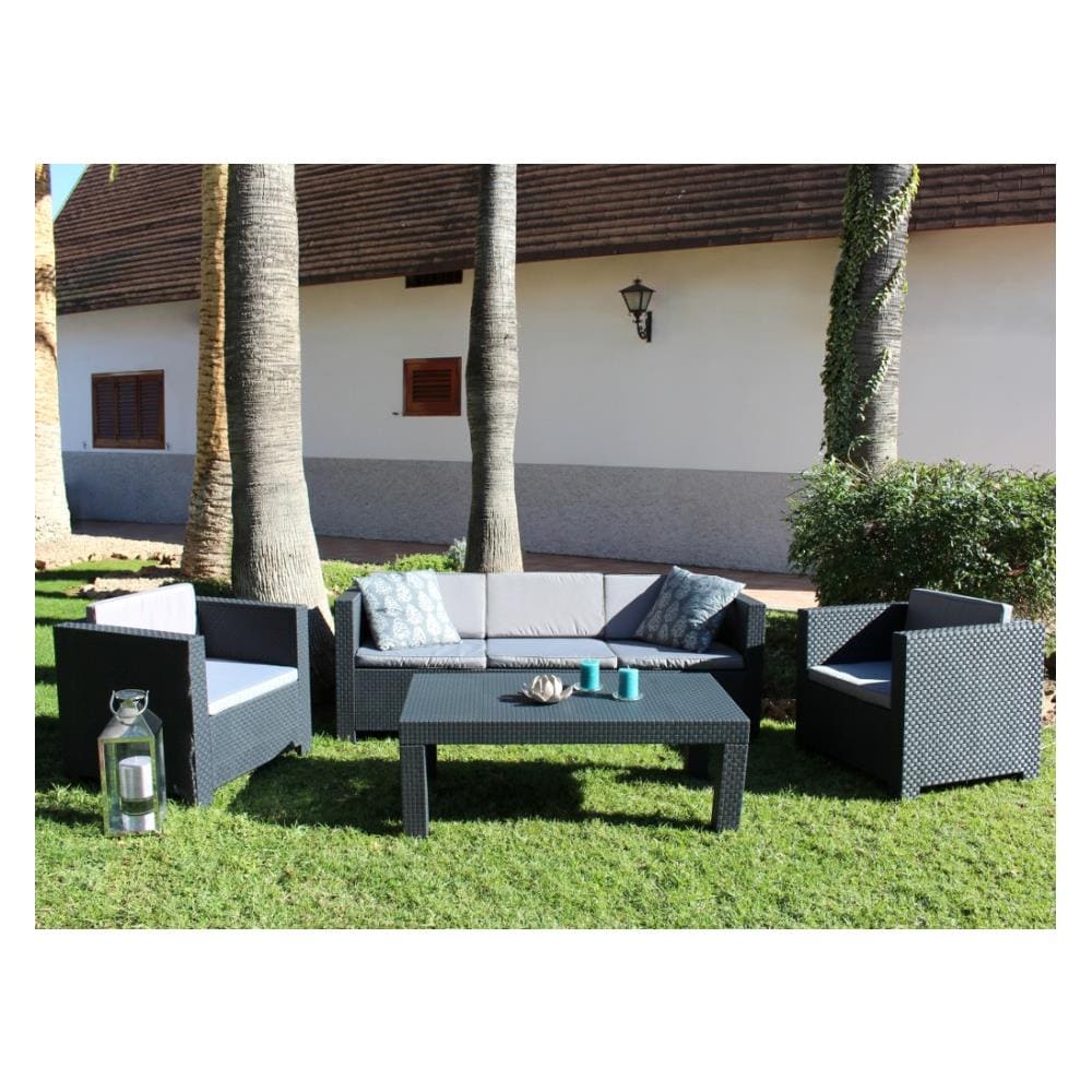 Tropea Salotto Da Giardino 5 Posti Effetto Resina Intrecciata Grigio - Foto 2