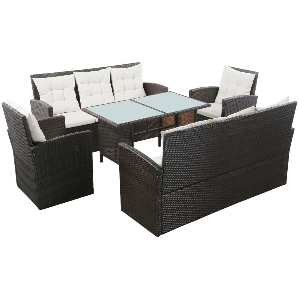 Set Divani Da Esterni 5 Pz In Polyrattan Marrone E Bianco Crema - Foto 1